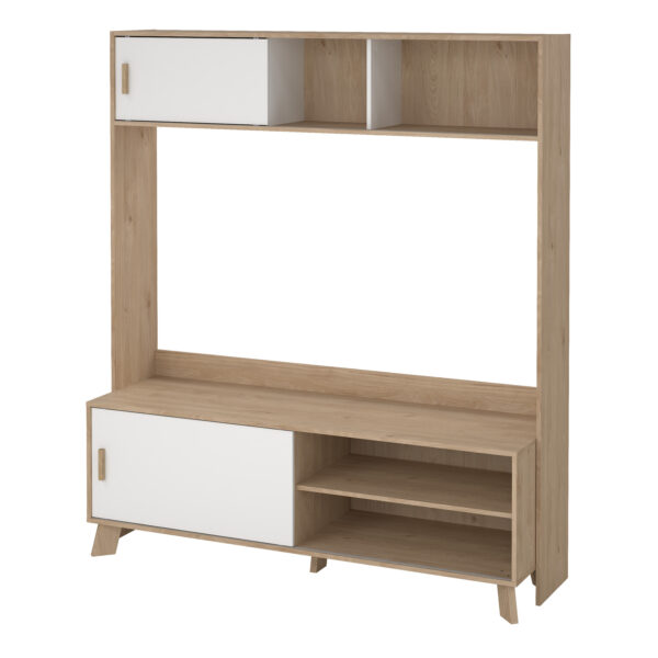 Ikast TV-Wall Unit with 2 Sliding Doors in Jackson Hickory and White - Image 3