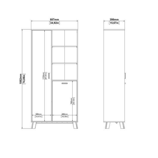 Ikast China Cabinet 2 Doors in Jackson Hickory and White - Image 11