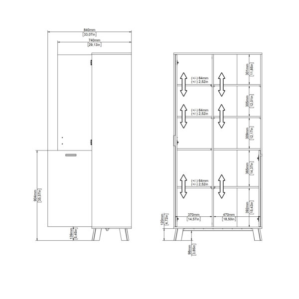 Ikast China Cabinet 2 Doors in Jackson Hickory and White - Image 12