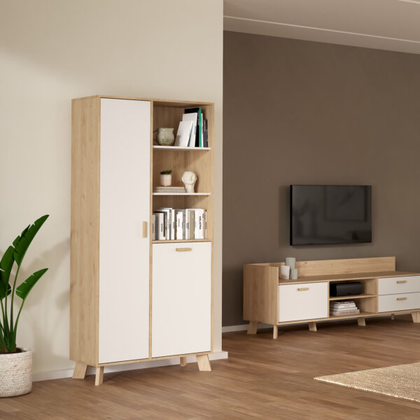 Ikast China Cabinet 2 Doors in Jackson Hickory and White - Image 2