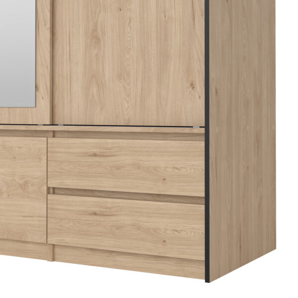 Line Wardrobe with 2 Sliding Doors 1 Sliding Door with Mirror in Jackson Hickory Oak - Image 11