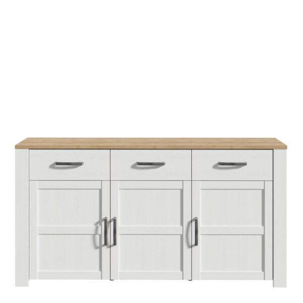 Bohol 3 Door 3 Drawer Sideboard in Riviera Oak/White - Image 3