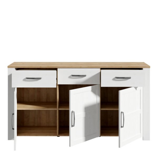 Bohol 3 Door 3 Drawer Sideboard in Riviera Oak/White - Image 5