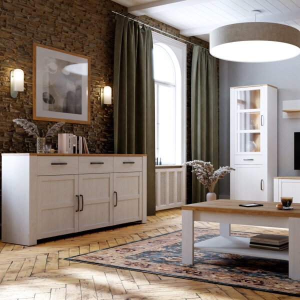 Bohol 3 Door 3 Drawer Sideboard in Riviera Oak/White - Image 6