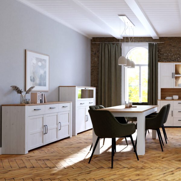 Bohol 3 Door 3 Drawer Sideboard in Riviera Oak/White - Image 2