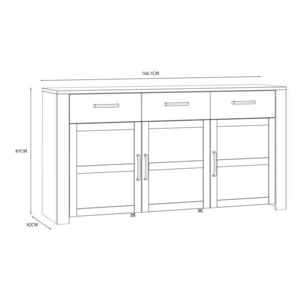 Bohol 3 Door 3 Drawer Sideboard in Riviera Oak/White - Image 8