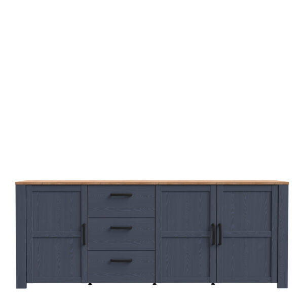 Bohol Large Sideboard 3 Door 3 Drawer in Riviera Oak/Navy - Image 2
