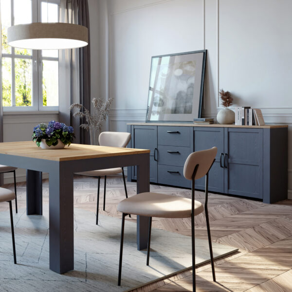 Bohol Large Sideboard 3 Door 3 Drawer in Riviera Oak/Navy - Image 5