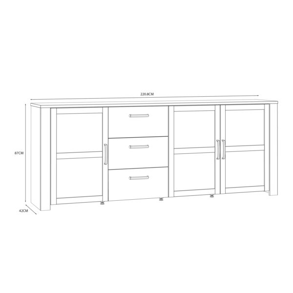 Bohol Large Sideboard 3 Door 3 Drawer in Riviera Oak/Navy - Image 7