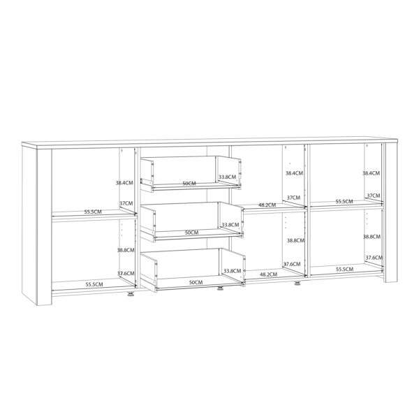 Bohol Large Sideboard 3 Door 3 Drawer in Riviera Oak/Navy - Image 8