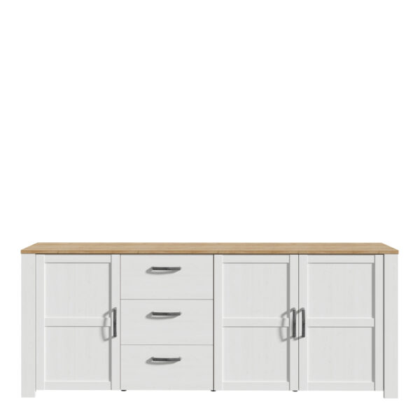 Bohol 3 Door 3 Drawer Large Sideboard in Riviera Oak/White - Image 2