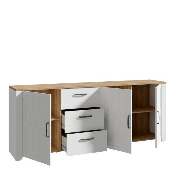 Bohol 3 Door 3 Drawer Large Sideboard in Riviera Oak/White - Image 3