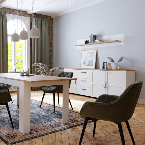 Bohol 3 Door 3 Drawer Large Sideboard in Riviera Oak/White - Image 5