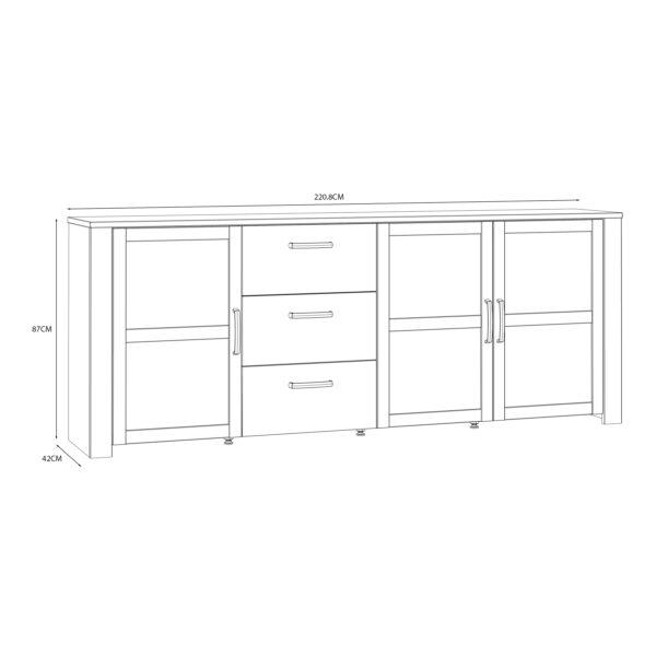 Bohol 3 Door 3 Drawer Large Sideboard in Riviera Oak/White - Image 7