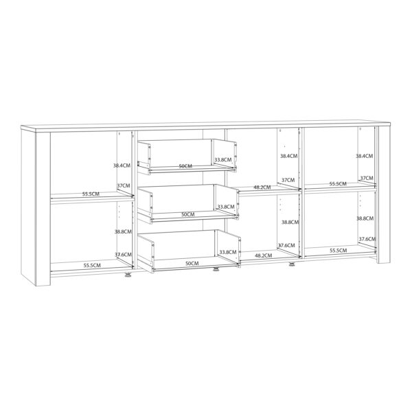 Bohol 3 Door 3 Drawer Large Sideboard in Riviera Oak/White - Image 8