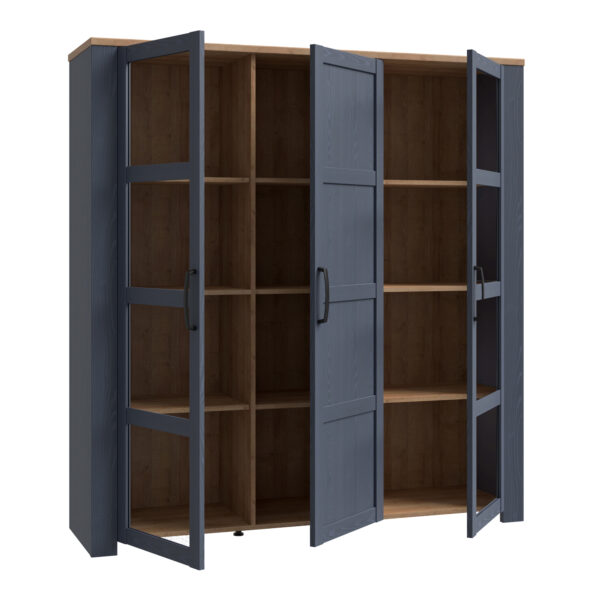 Bohol 3 Door Large Display Cabinet in Riviera Oak/Navy - Image 3