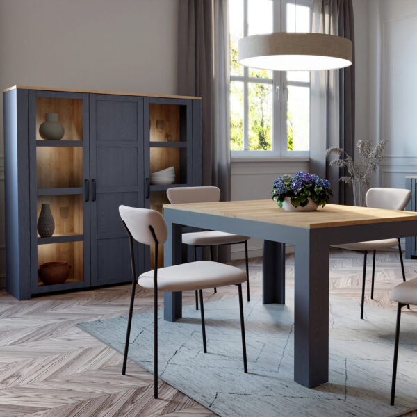 Bohol 3 Door Large Display Cabinet in Riviera Oak/Navy - Image 5