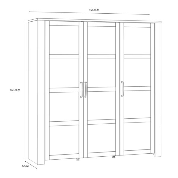 Bohol 3 Door Large Display Cabinet in Riviera Oak/Navy - Image 7