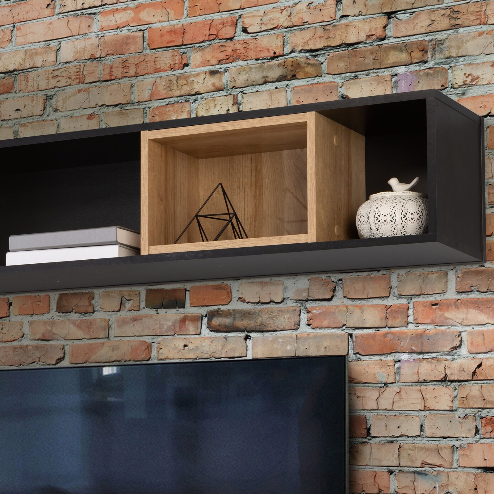 High Rock Wall Shelf in Matt Black/Riviera Oak - Image 6