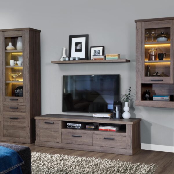 Corona Wall Shelf 200cm in Tabak Oak - Image 2