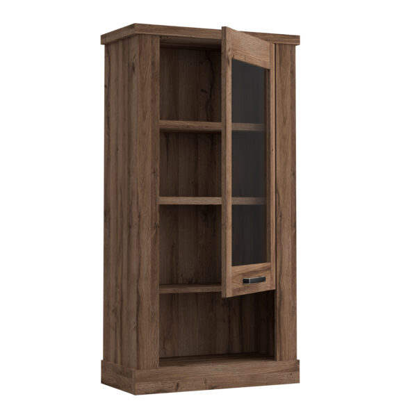 Corona 1 Door  Wall Display Cabinet in Tabak Oak - Image 3