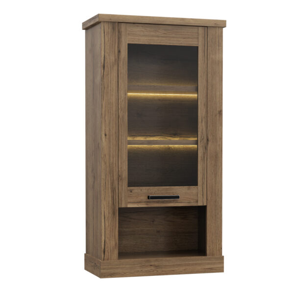 Corona 1 Door  Wall Display Cabinet in Tabak Oak - Image 4