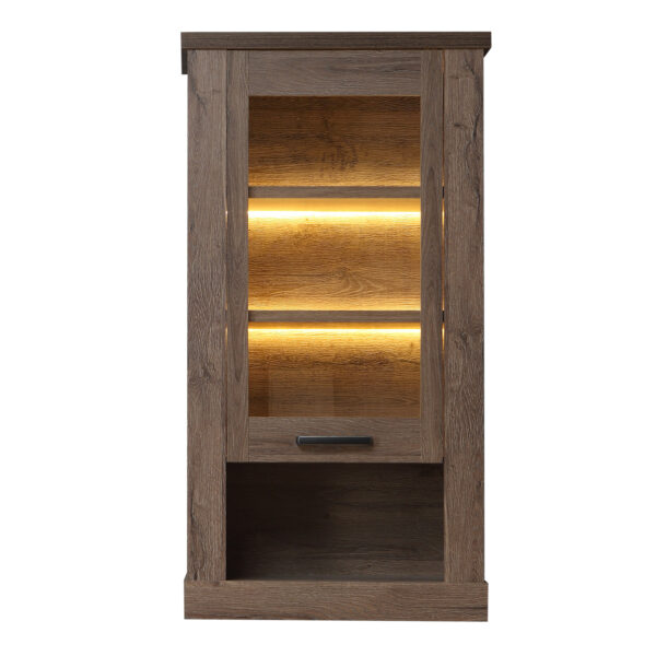 Corona 1 Door  Wall Display Cabinet in Tabak Oak - Image 5