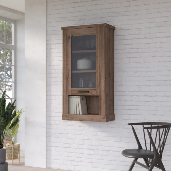 Corona 1 Door  Wall Display Cabinet in Tabak Oak - Image 7