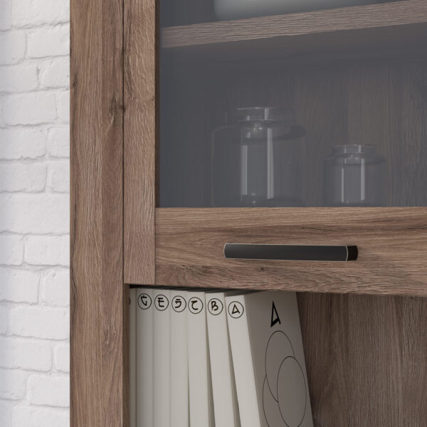 Corona 2 Door 1 Drawer 3 Shelve Narrow Display Cabinet in Tabak Oak - Image 7