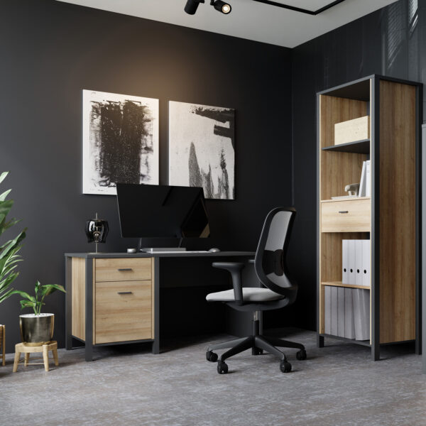 High Rock Desk in Matt Black/Riviera Oak - Image 2
