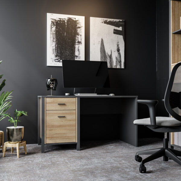 High Rock Desk in Matt Black/Riviera Oak - Image 7