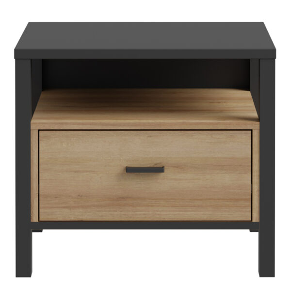 High Rock Bedside in Matt Black/Riviera Oak - Image 2