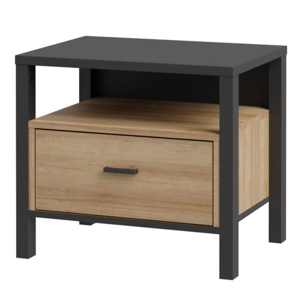 High Rock Bedside in Matt Black/Riviera Oak - Image 3