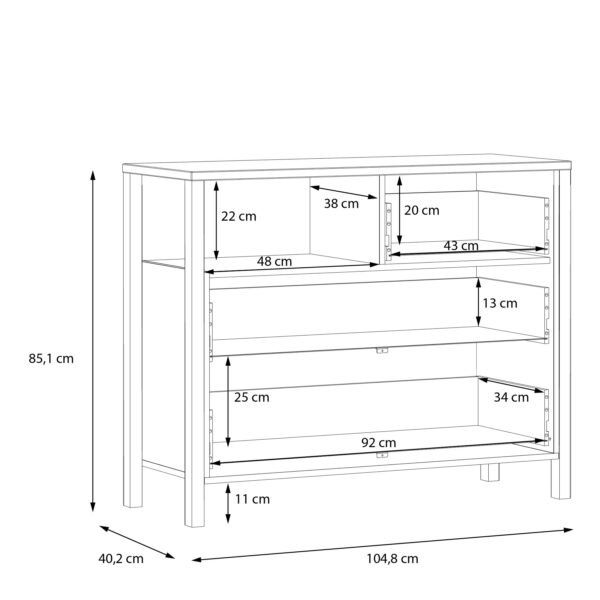 High Rock Chest of 3 Drawers in Matt Black/Riviera Oak - Image 8