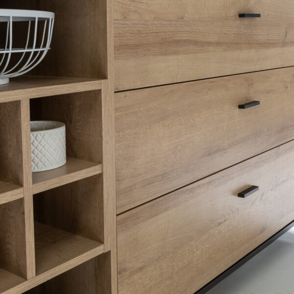 High Rock (Large) Sideboard in Matt Black/Riviera Oak - Image 7