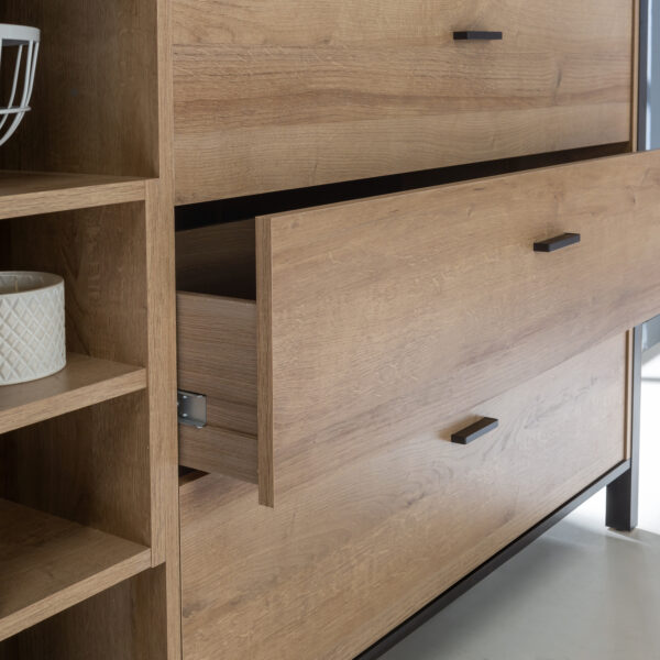 High Rock (Large) Sideboard in Matt Black/Riviera Oak - Image 8