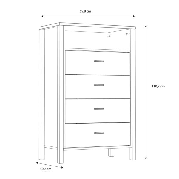 High Rock Chest of 4 Drawers in Matt Black/Riviera Oak - Image 8