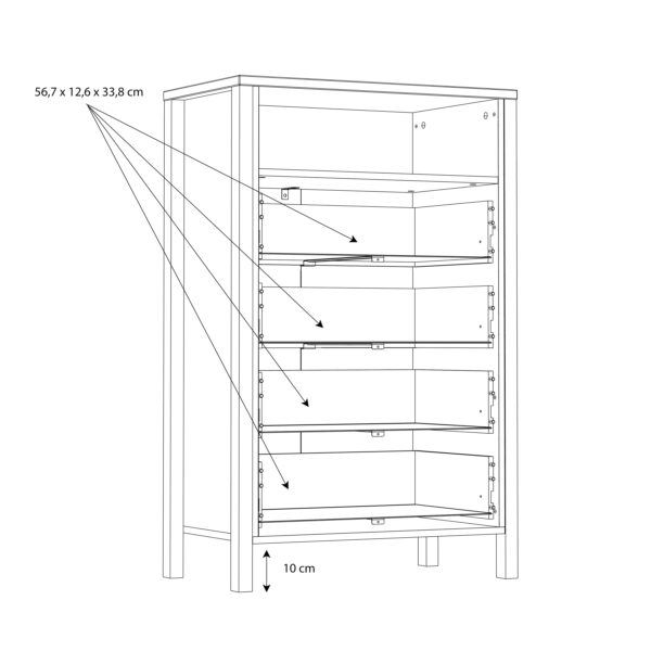 High Rock Chest of 4 Drawers in Matt Black/Riviera Oak - Image 9
