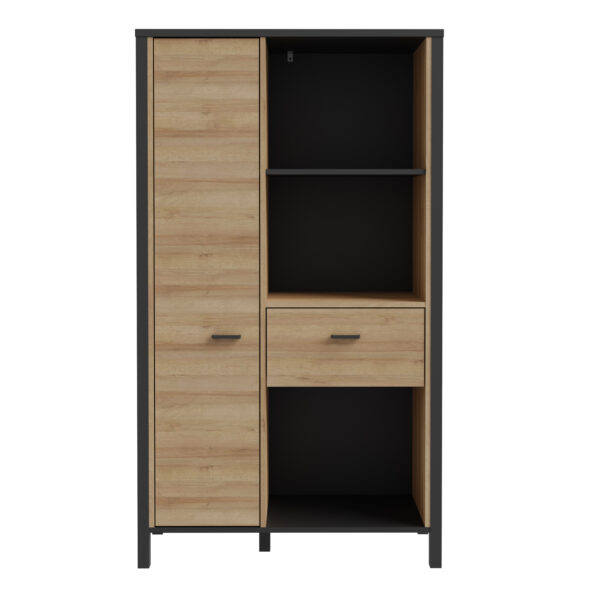 High Rock Wide Shelf Unit in Matt Black/Riviera Oak - Image 2