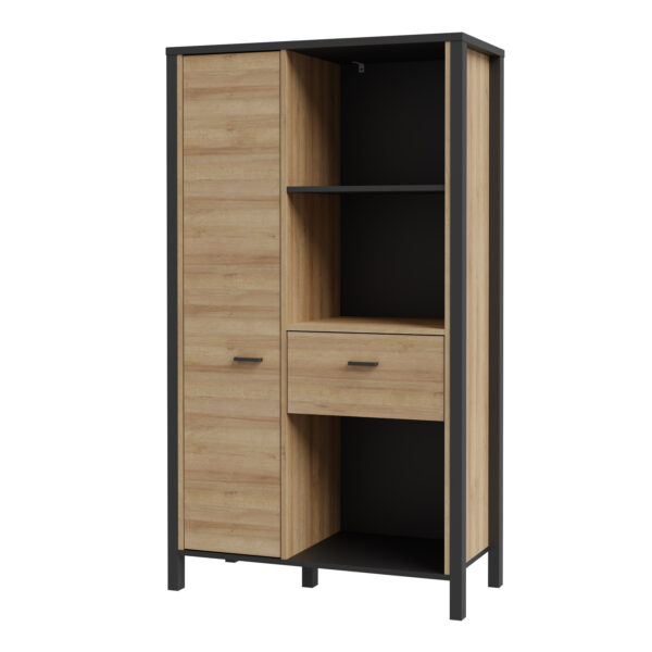 High Rock Wide Shelf Unit in Matt Black/Riviera Oak - Image 3