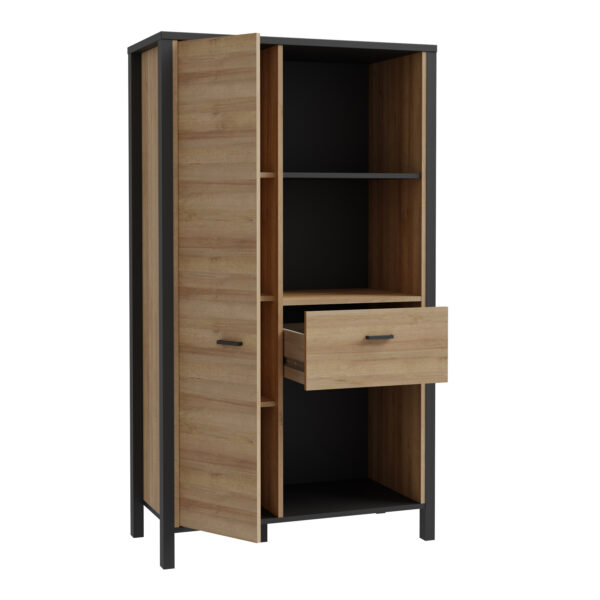 High Rock Wide Shelf Unit in Matt Black/Riviera Oak - Image 4
