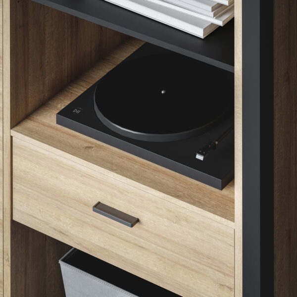 High Rock Wide Shelf Unit in Matt Black/Riviera Oak - Image 8