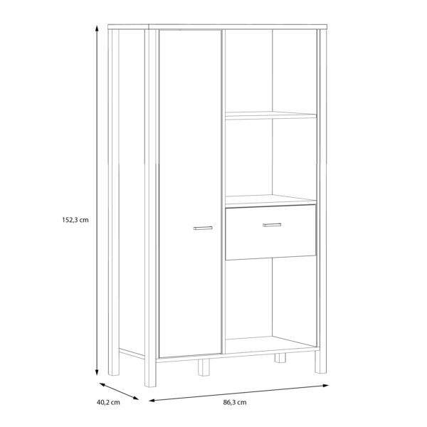 High Rock Wide Shelf Unit in Matt Black/Riviera Oak - Image 9