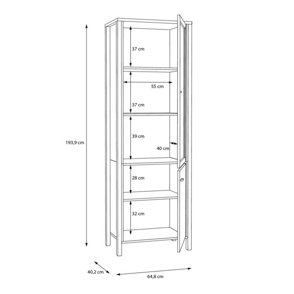 High Rock Wide Display Cabinet in Matt Black/Riviera Oak - Image 10