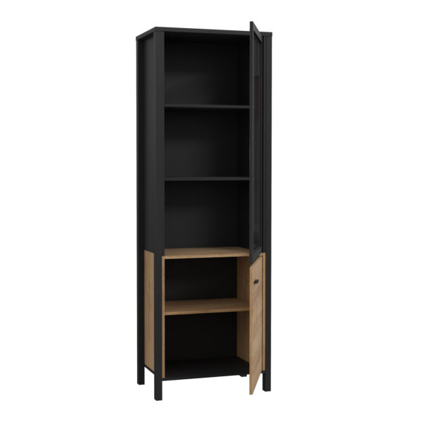 High Rock Wide Display Cabinet in Matt Black/Riviera Oak - Image 3