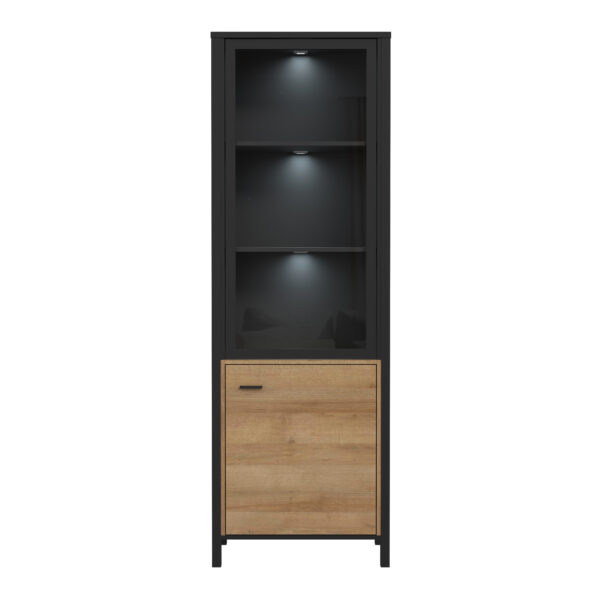 High Rock Wide Display Cabinet in Matt Black/Riviera Oak - Image 6