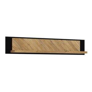 Nikomedes Wall Shelf 140cm in Spica Oak/Matt Black/Bartex Oak