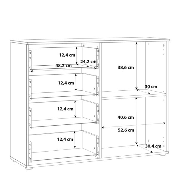 Sienna 4 Chest of Drawers 1 Door in White/White High Gloss - Image 11