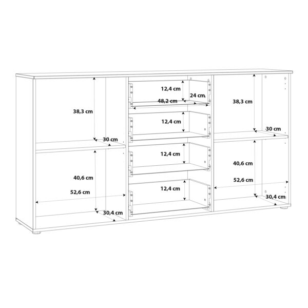 Sienna Wide Chest of 4 Drawers and 2 Doors in White/White High Gloss - Image 12