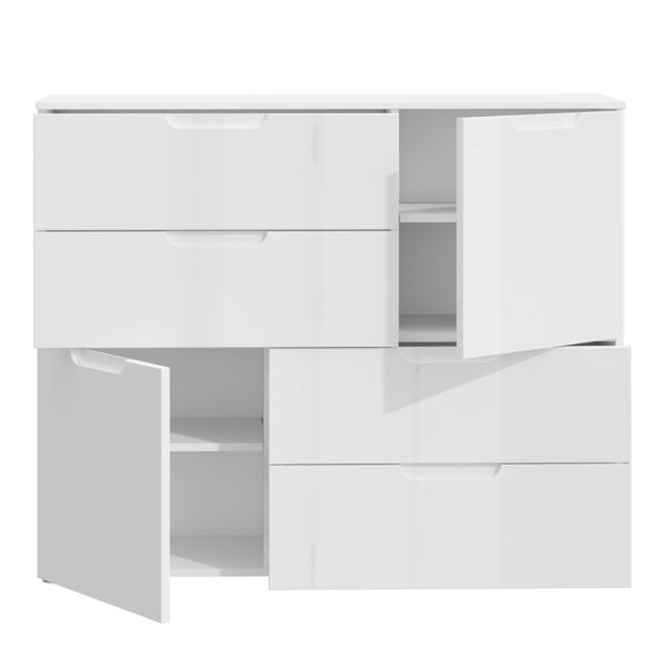 Sienna Abstract Chest of in White/White High Gloss - Image 4